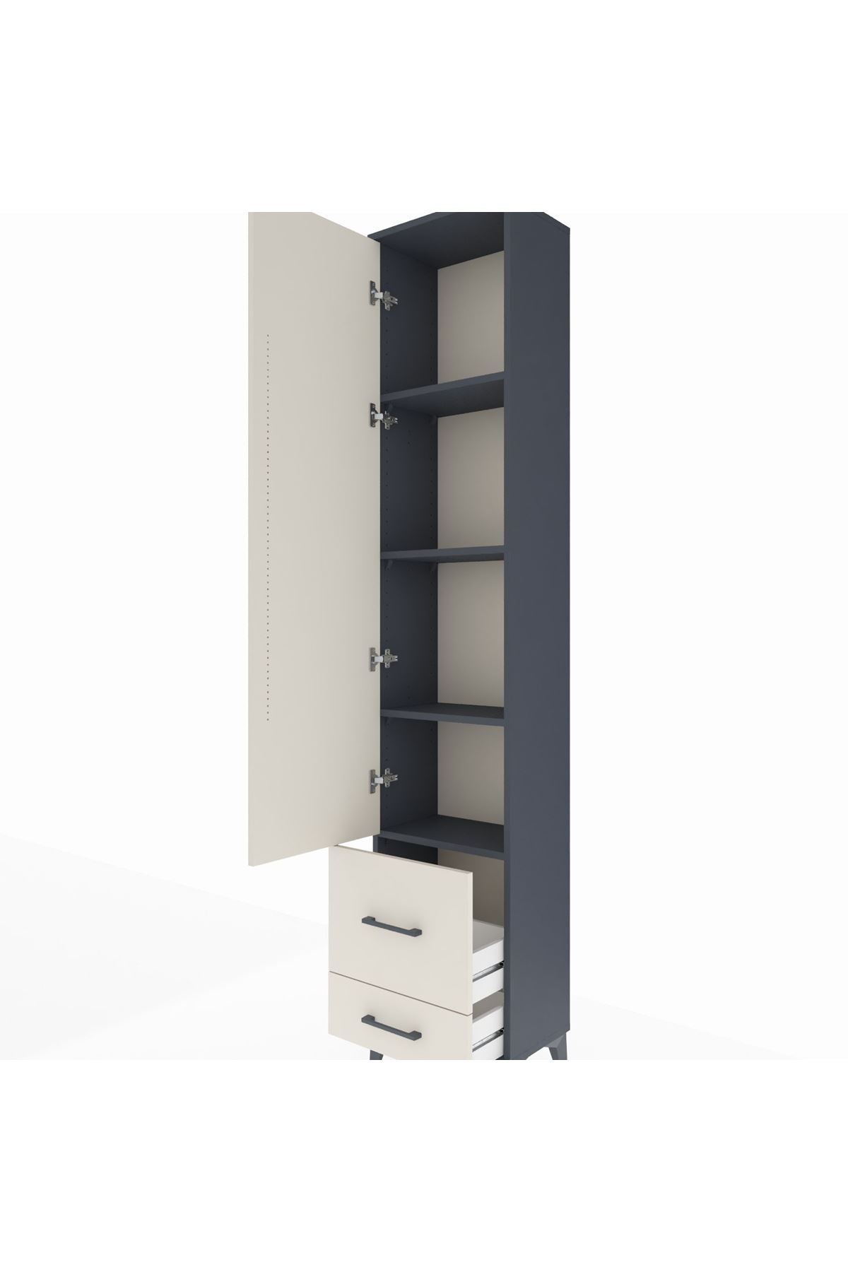 Arges Dolap 4 Raflı 2 Çekmeceli Tek Kapaklı 44x30x221 - S28M024V4A