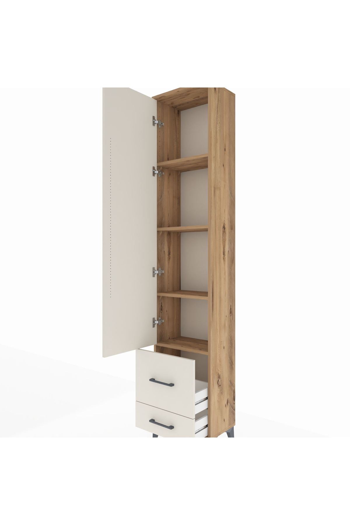 Arges Dolap 4 Raflı 2 Çekmeceli Tek Kapaklı 44x30x221 - S28M024V7A