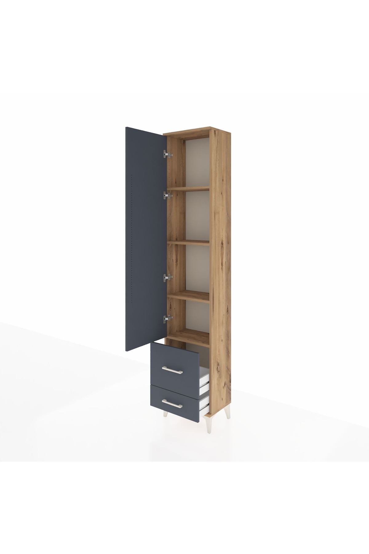 Arges Dolap 4 Raflı 2 Çekmeceli Tek Kapaklı 44x30x221 - S28M024V8A