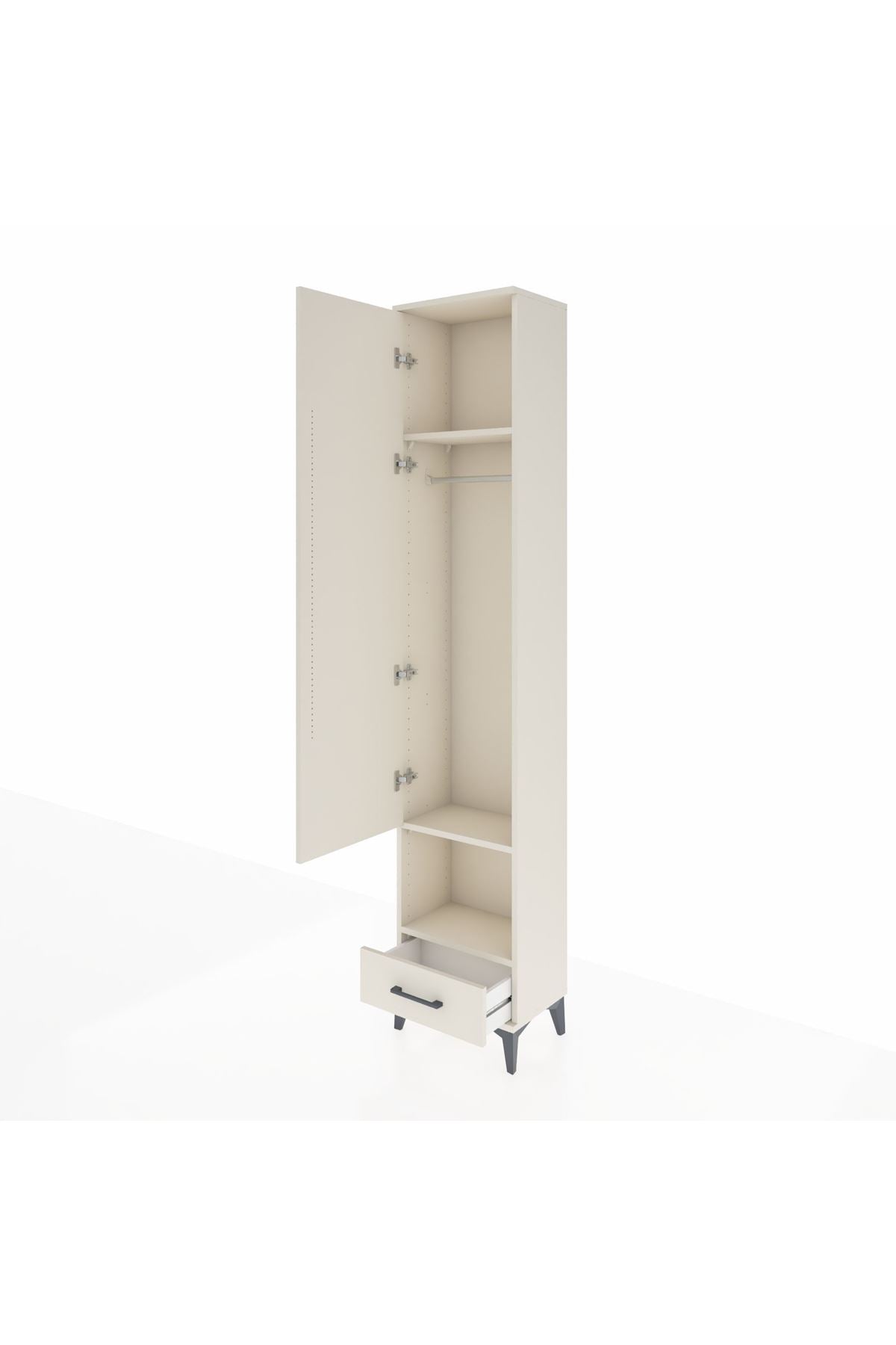 Arges Dolap 3 Raflı Tek Çekmeceli Tek Askılı 44x30x221 - S28M026V1A