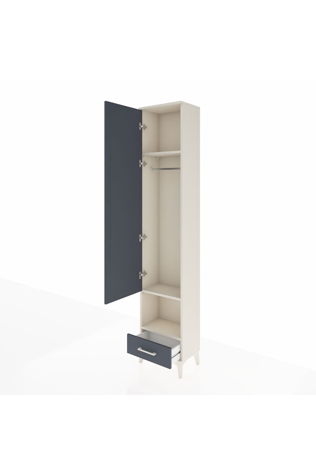 Arges Dolap 3 Raflı Tek Çekmeceli Tek Askılı 44x30x221 - S28M026V2A