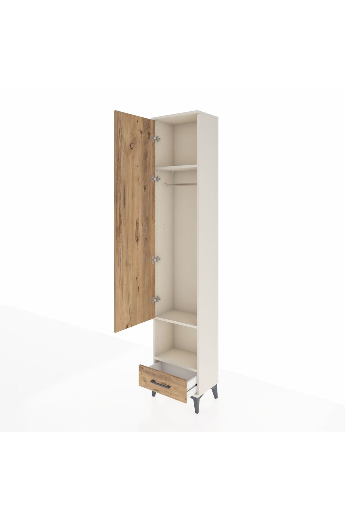 Arges Dolap 3 Raflı Tek Çekmeceli Tek Askılı 44x30x221 - S28M026V3A