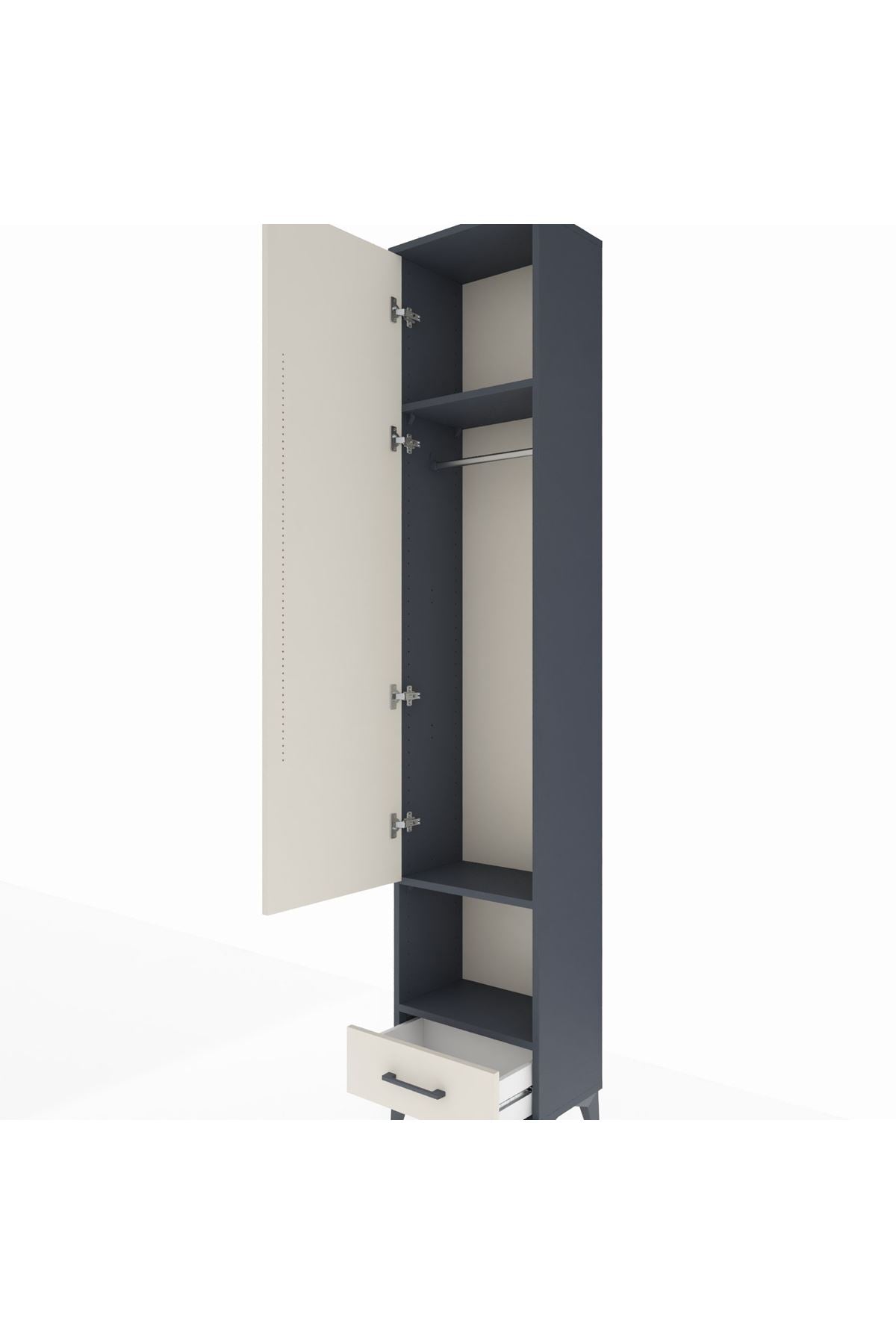 Arges Dolap 3 Raflı Tek Çekmeceli Tek Askılı 44x30x221 - S28M026V4A