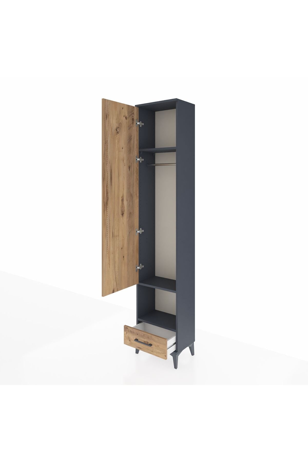 Arges Dolap 3 Raflı Tek Çekmeceli Tek Askılı 44x30x221 - S28M026V6A