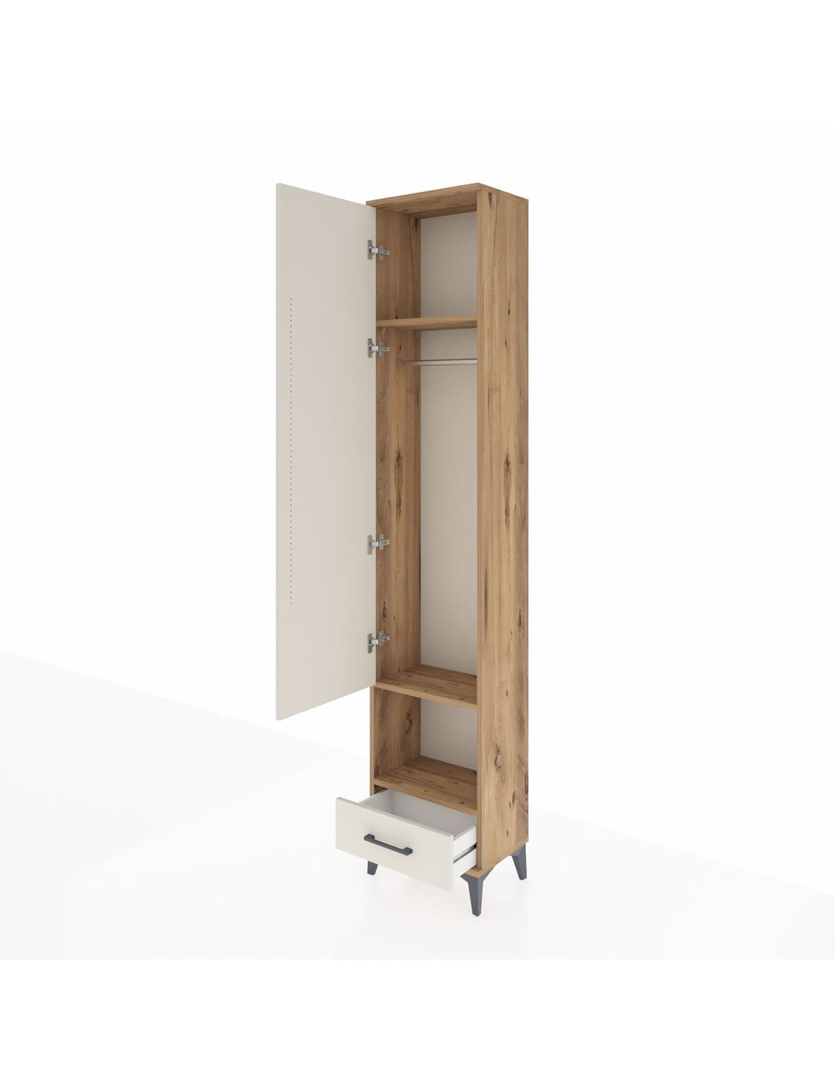Arges Dolap 3 Raflı Tek Çekmeceli Tek Askılı 44x30x221 - S28M026V7A