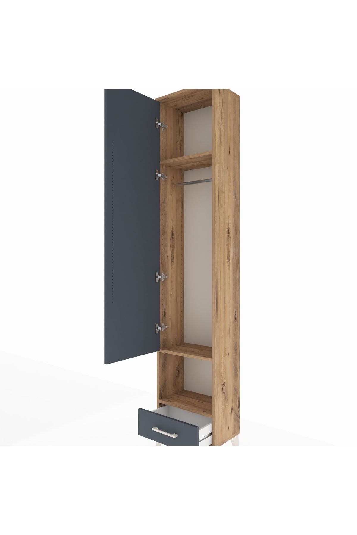 Arges Dolap 3 Raflı Tek Çekmeceli Tek Askılı 44x30x221 - S28M026V8A