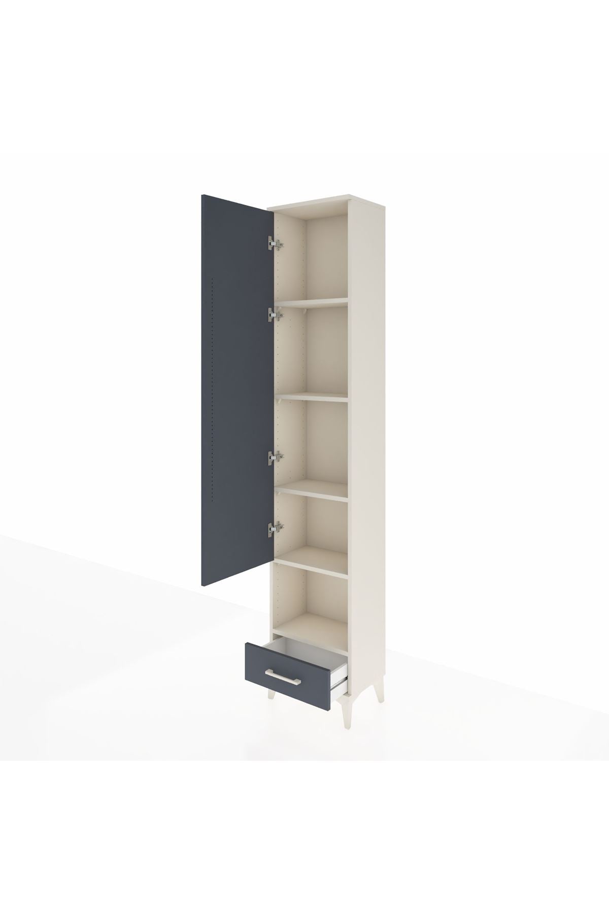 Arges Dolap 5 Raflı Tek Çekmeceli Tek Kapaklı 44x30x221 - S28M027V2A