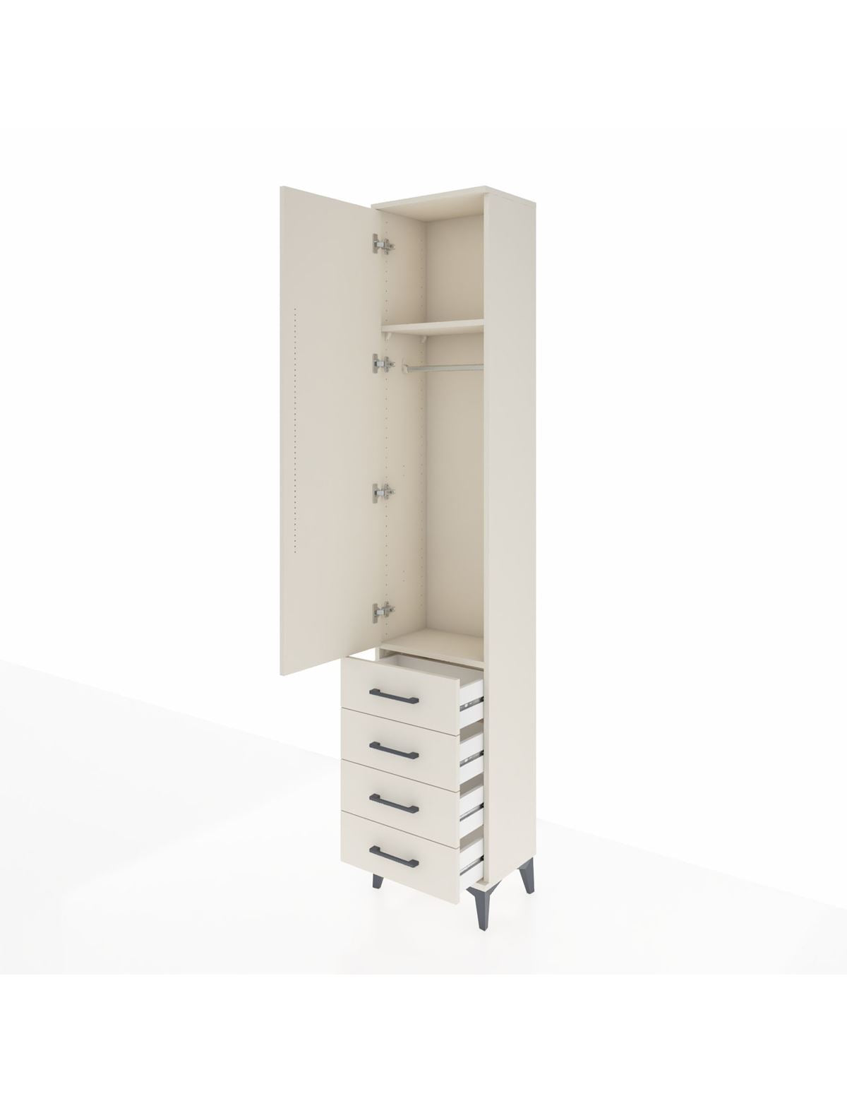 Arges Dolap 2 Raflı 4 Çekmeceli Tek Askılı 44x30x221 - S28M028V1A