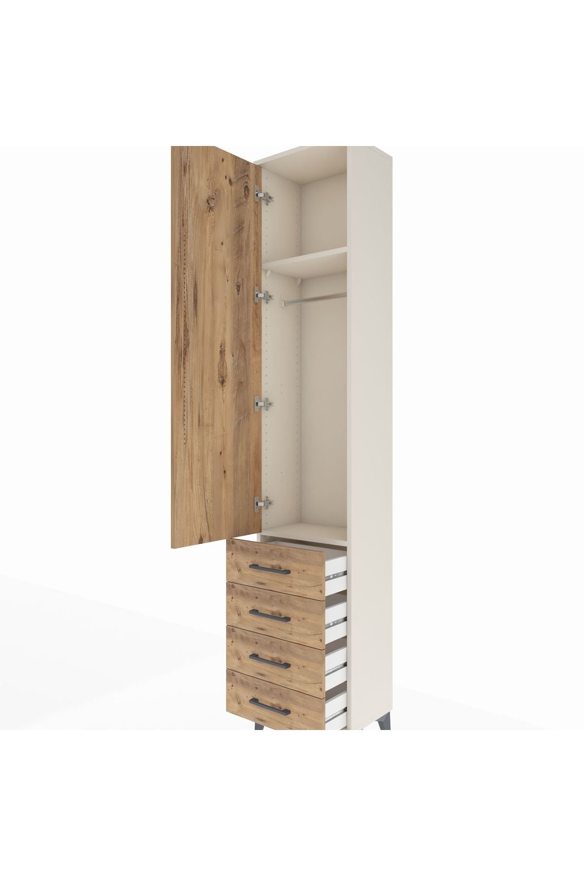 Arges Dolap 2 Raflı 4 Çekmeceli Tek Askılı 44x30x221 - S28M028V3A
