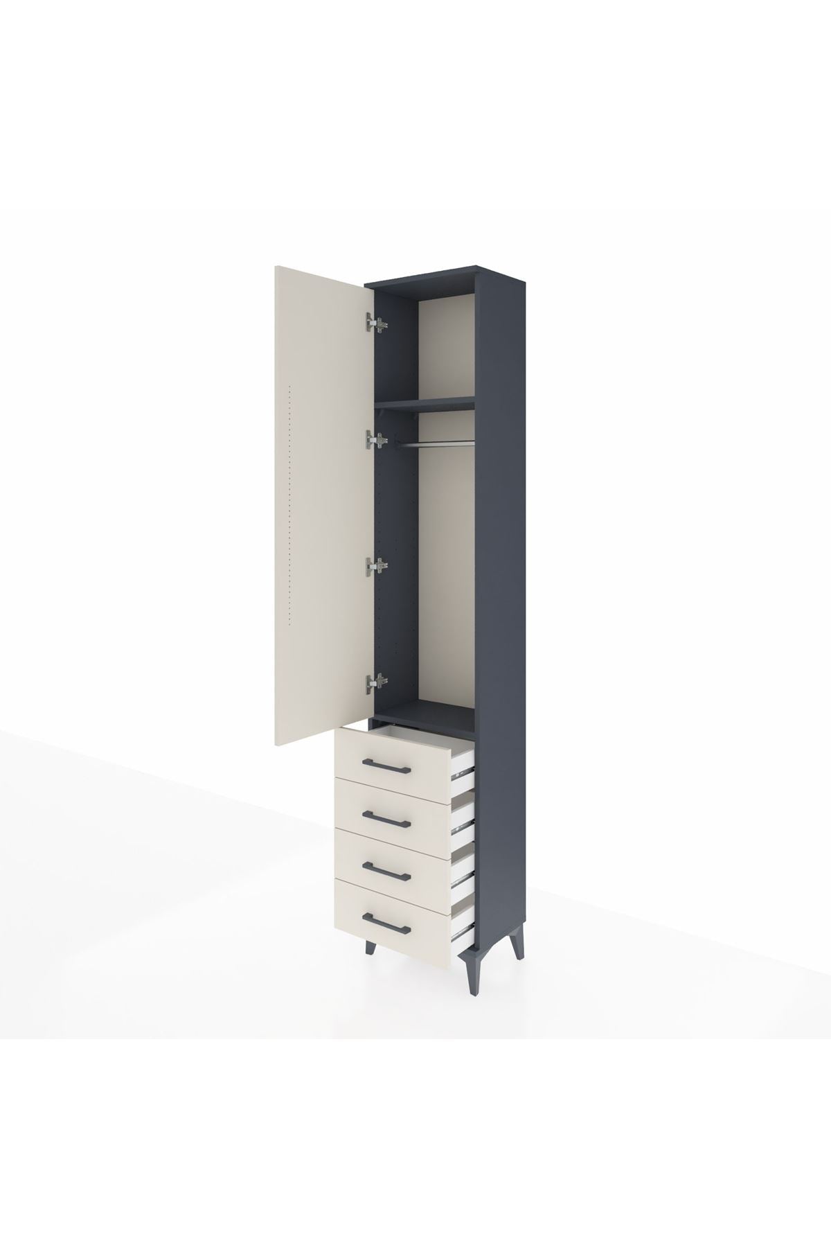 Arges Dolap 2 Raflı 4 Çekmeceli Tek Askılı 44x30x221 - S28M028V4A