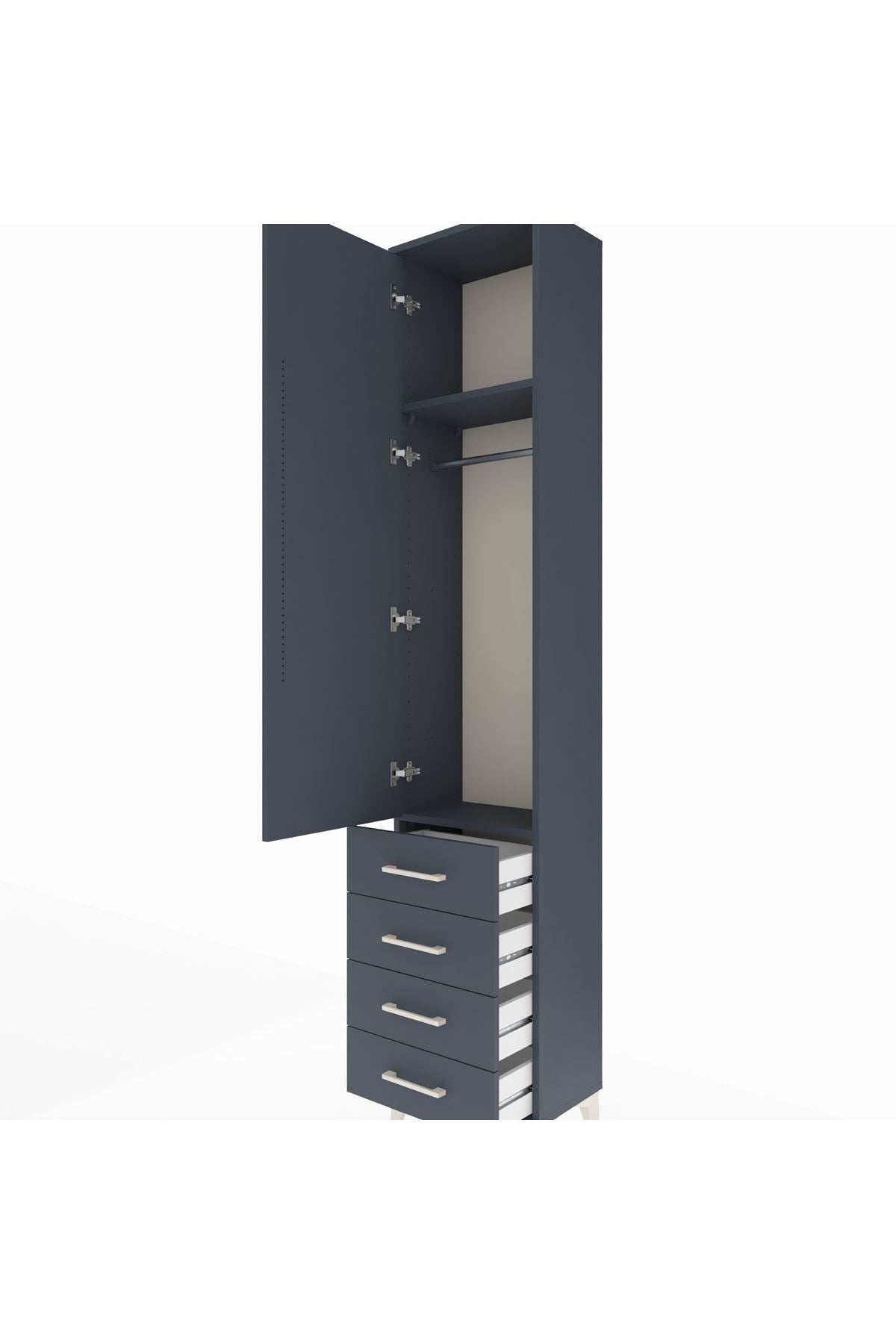 Arges Dolap 2 Raflı 4 Çekmeceli Tek Askılı 44x30x221 - S28M028V5A