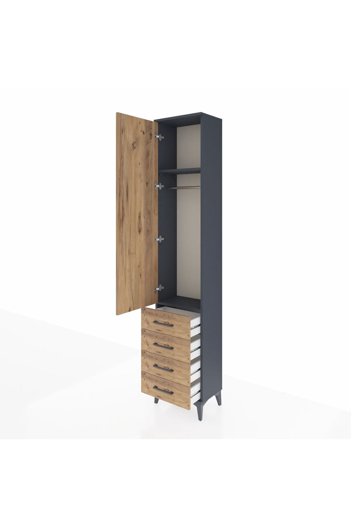 Arges Dolap 2 Raflı 4 Çekmeceli Tek Askılı 44x30x221 - S28M028V6A