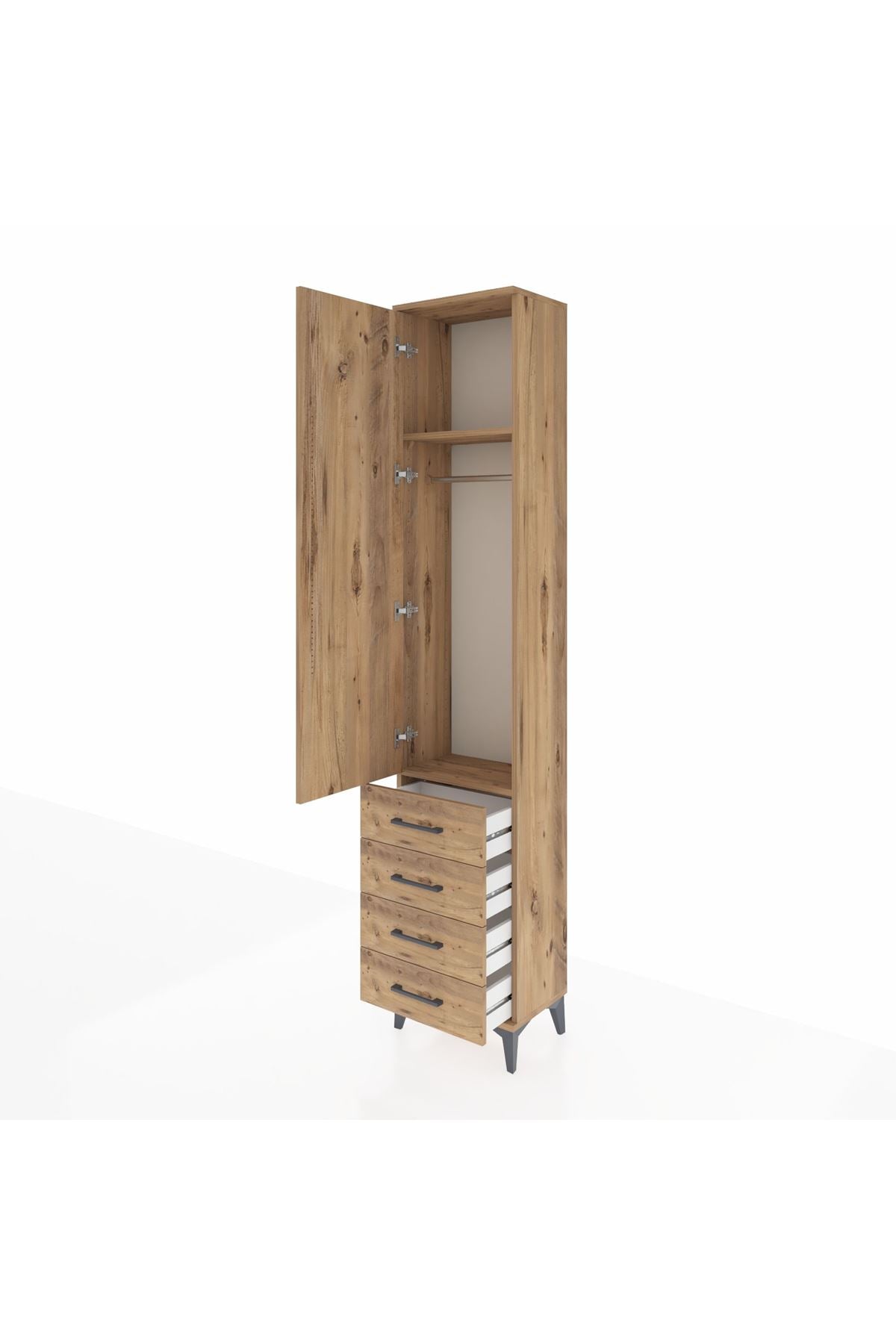 Arges Dolap 2 Raflı 4 Çekmeceli Tek Askılı 44x30x221 - S28M028V9A