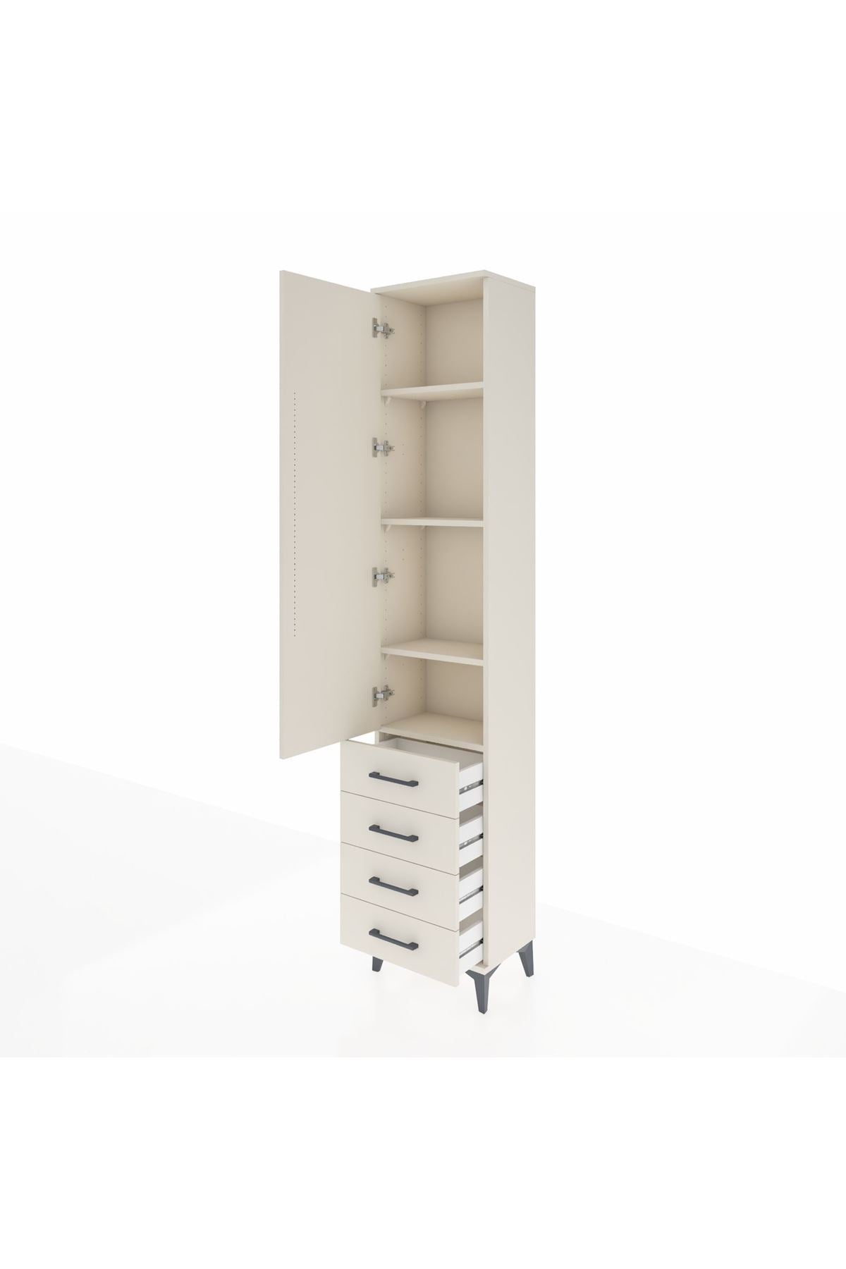 Arges Dolap 4 Raflı 4 Çekmeceli Tek Kapaklı 44x30x221 - S28M029V1A