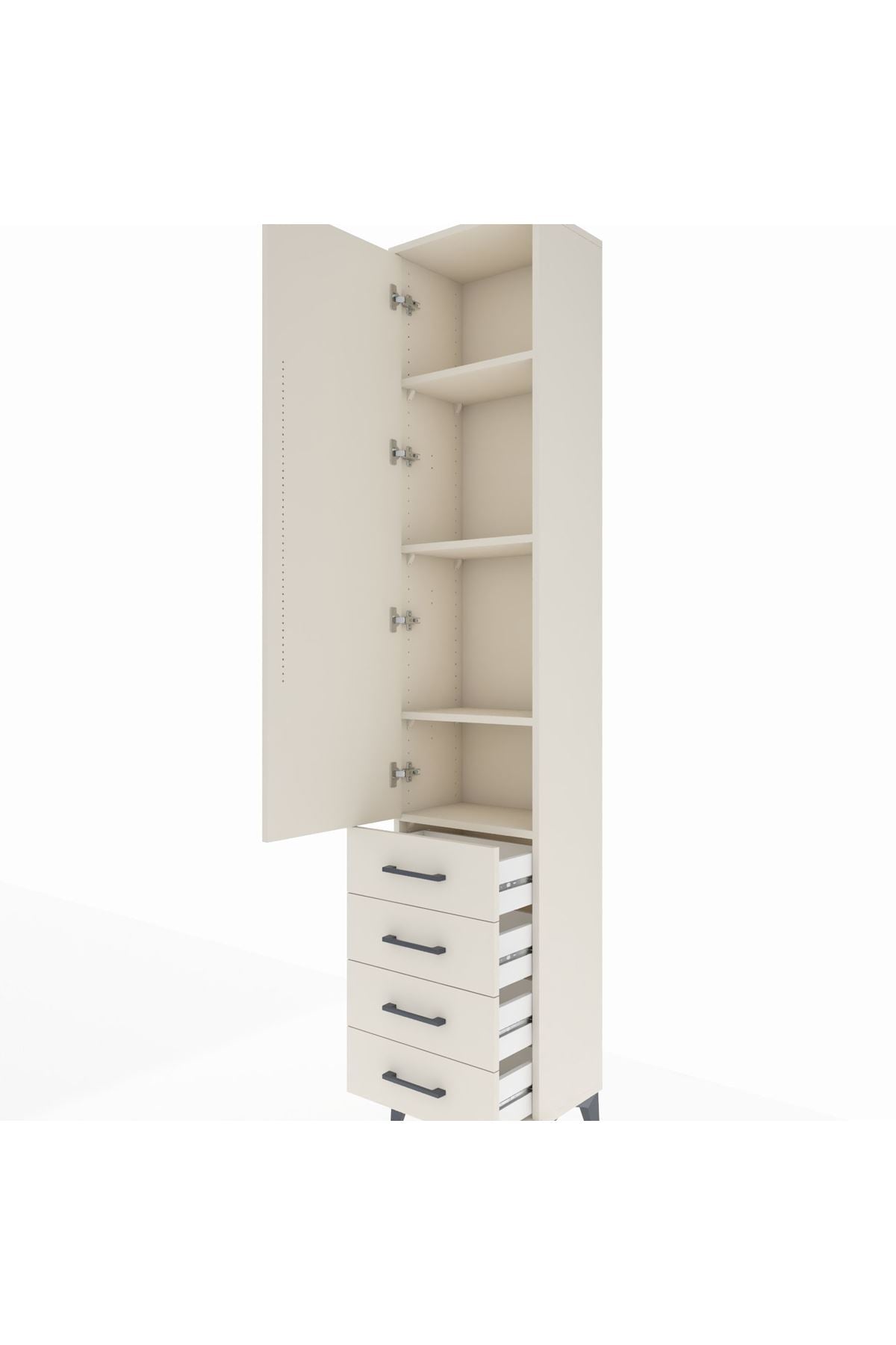Arges Dolap 4 Raflı 4 Çekmeceli Tek Kapaklı 44x30x221 - S28M029V1A