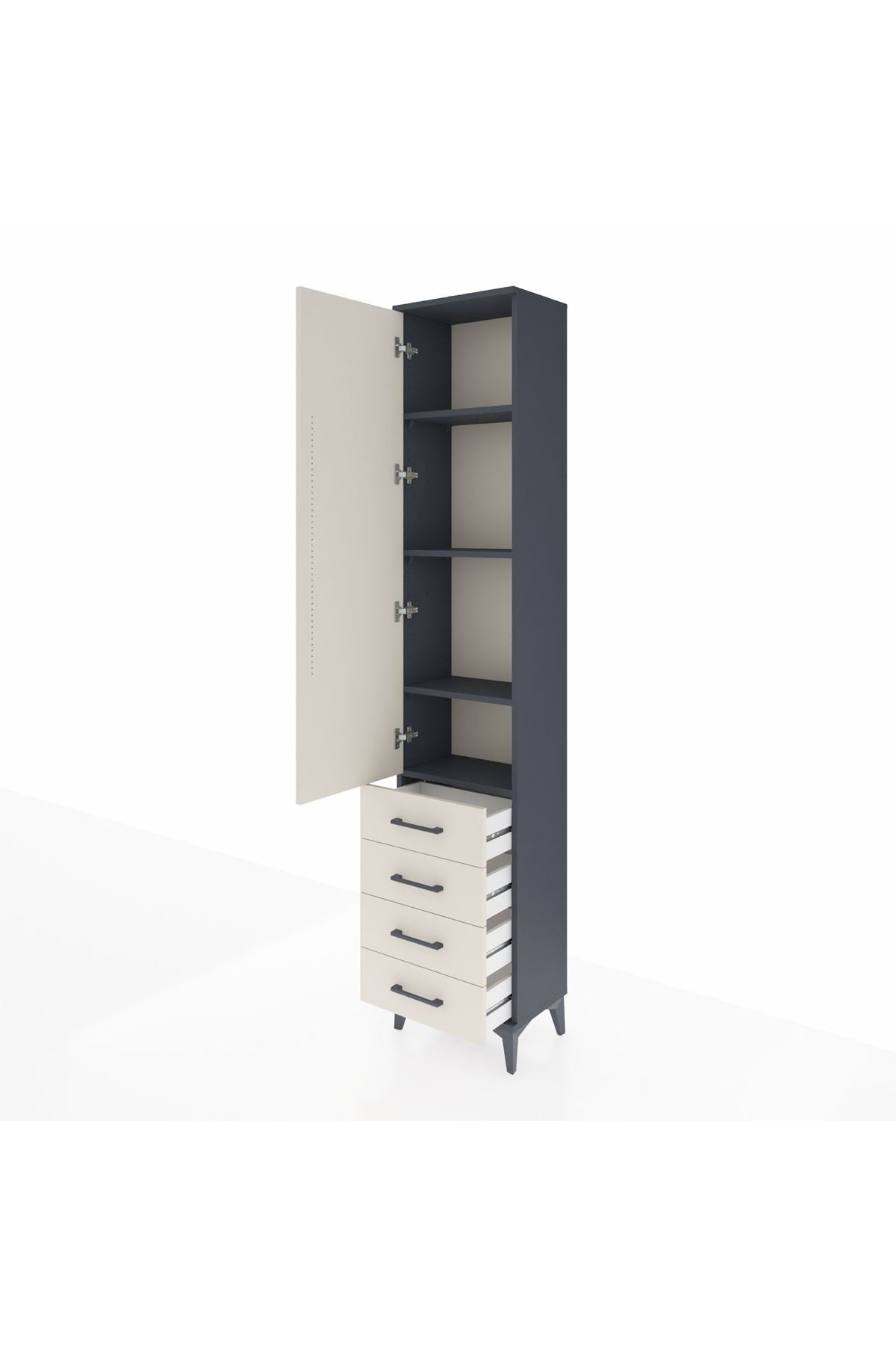 Arges Dolap 4 Raflı 4 Çekmeceli Tek Kapaklı 44x30x221 - S28M029V4A