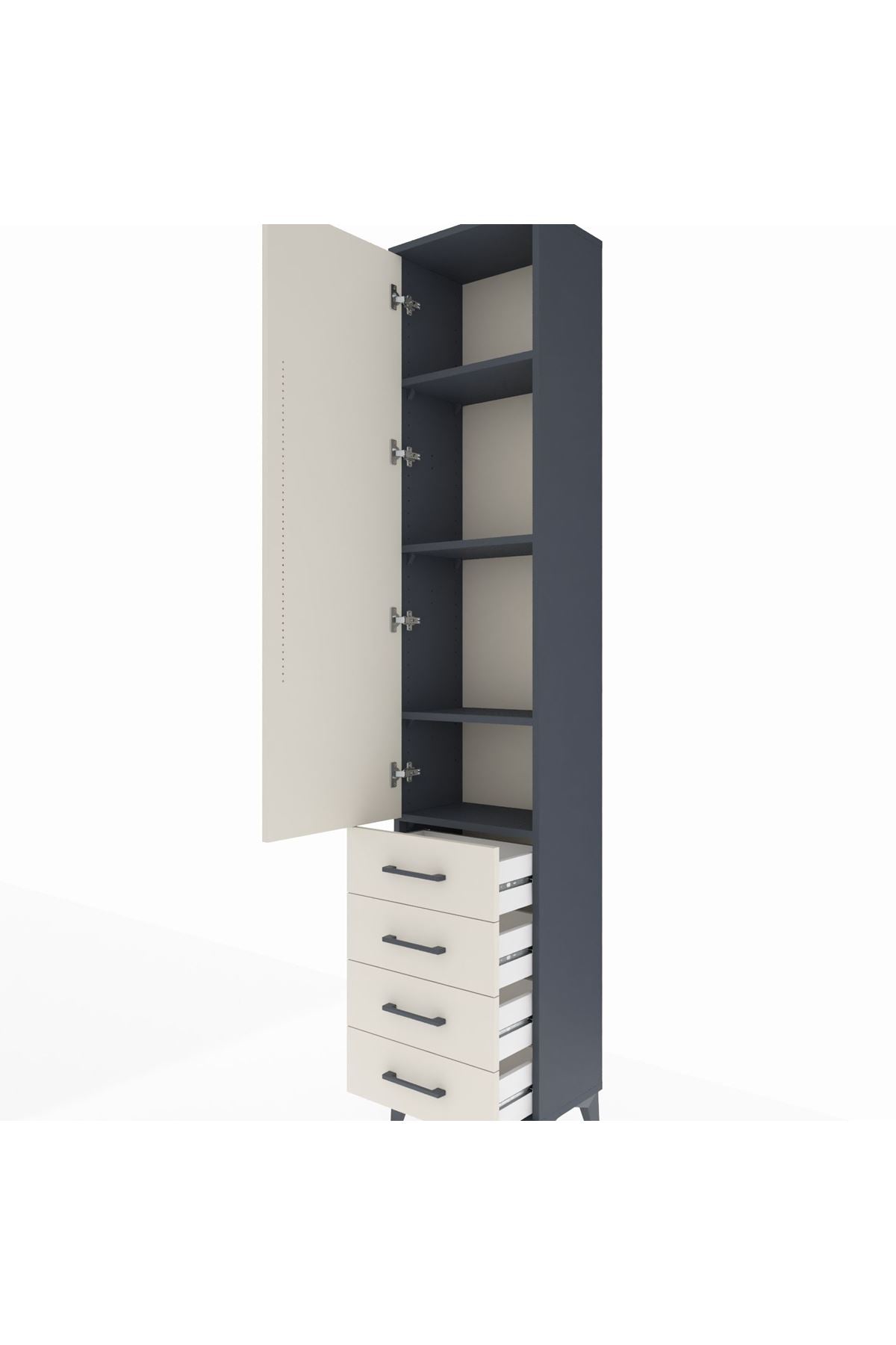 Arges Dolap 4 Raflı 4 Çekmeceli Tek Kapaklı 44x30x221 - S28M029V4A