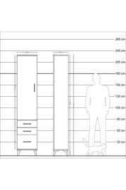 Arges Dolap 2 Raflı 3 Çekmeceli Tek Askılı 44x30x221 - S28M031V3A