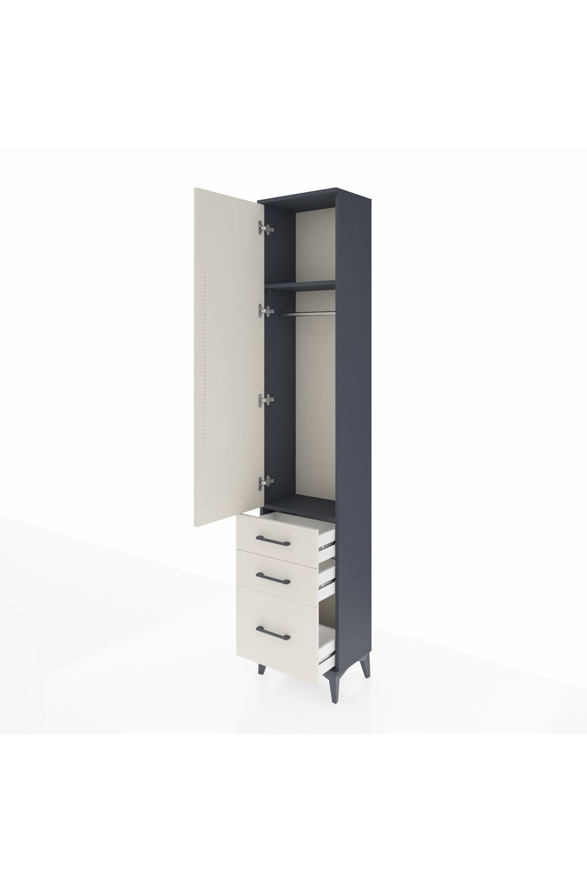 Arges Dolap 2 Raflı 3 Çekmeceli Tek Askılı 44x30x221 - S28M031V4A