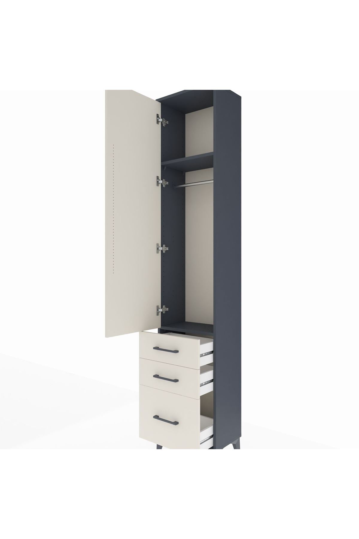 Arges Dolap 2 Raflı 3 Çekmeceli Tek Askılı 44x30x221 - S28M031V4A