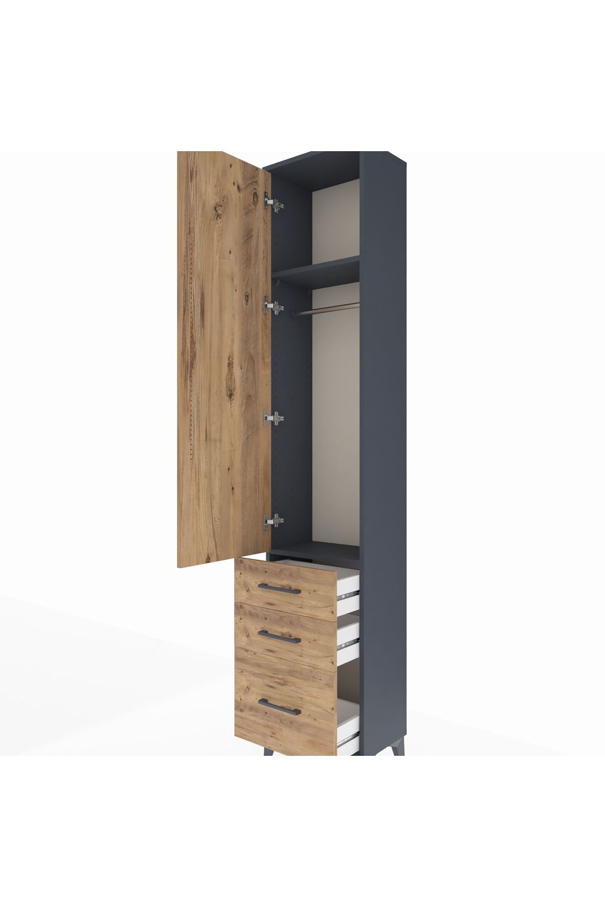 Arges Dolap 2 Raflı 3 Çekmeceli Tek Askılı 44x30x221 - S28M031V6A