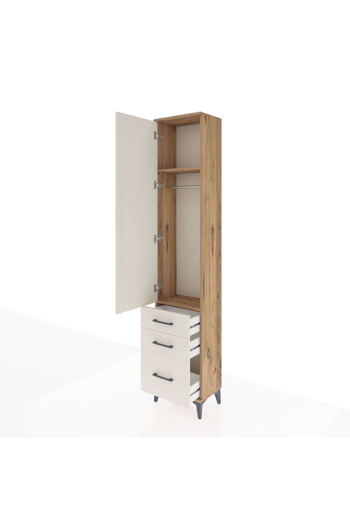 Arges Dolap 2 Raflı 3 Çekmeceli Tek Askılı 44x30x221 - S28M031V7A