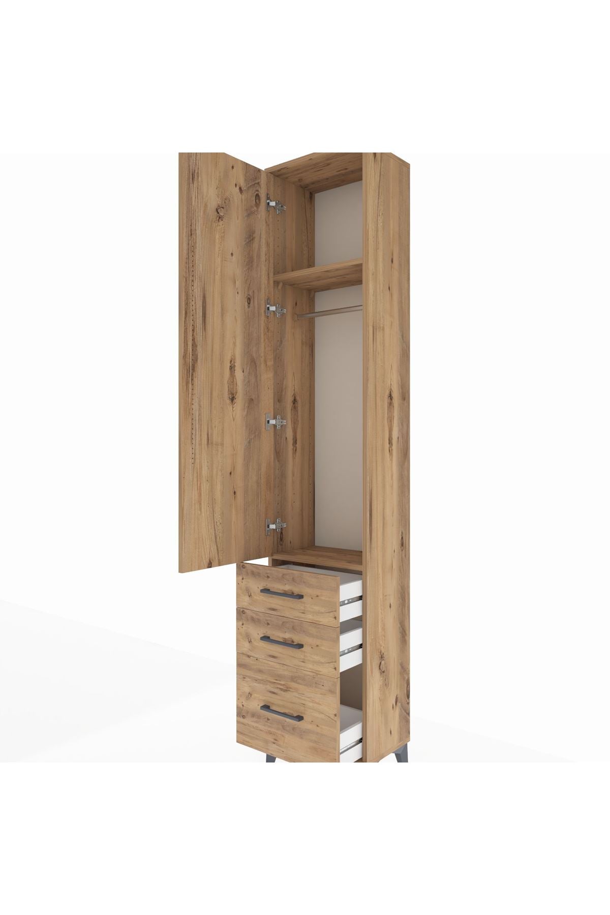 Arges Dolap 2 Raflı 3 Çekmeceli Tek Askılı 44x30x221 - S28M031V9A