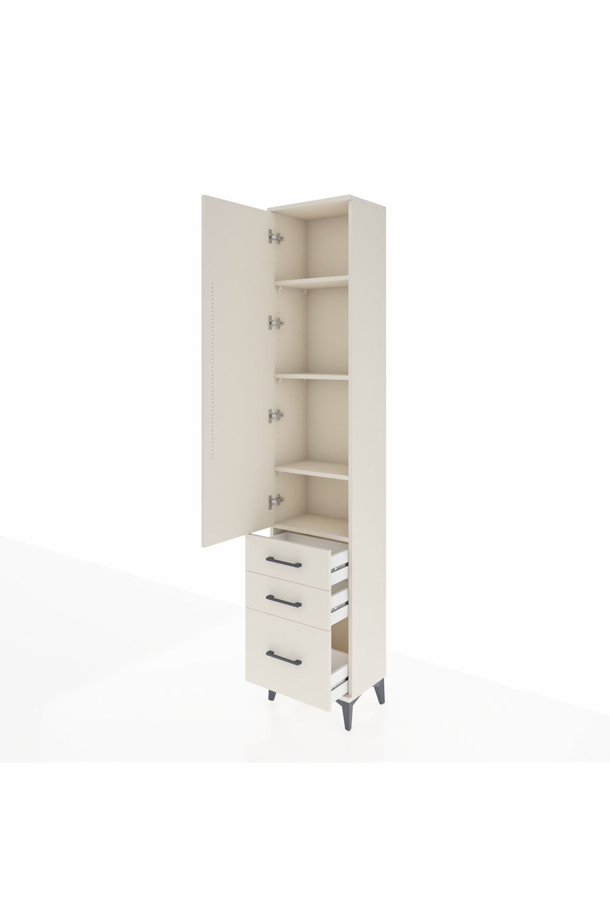 Arges Dolap 4 Raflı 3 Çekmeceli Tek Kapaklı 44x30x221 - S28M032V1A