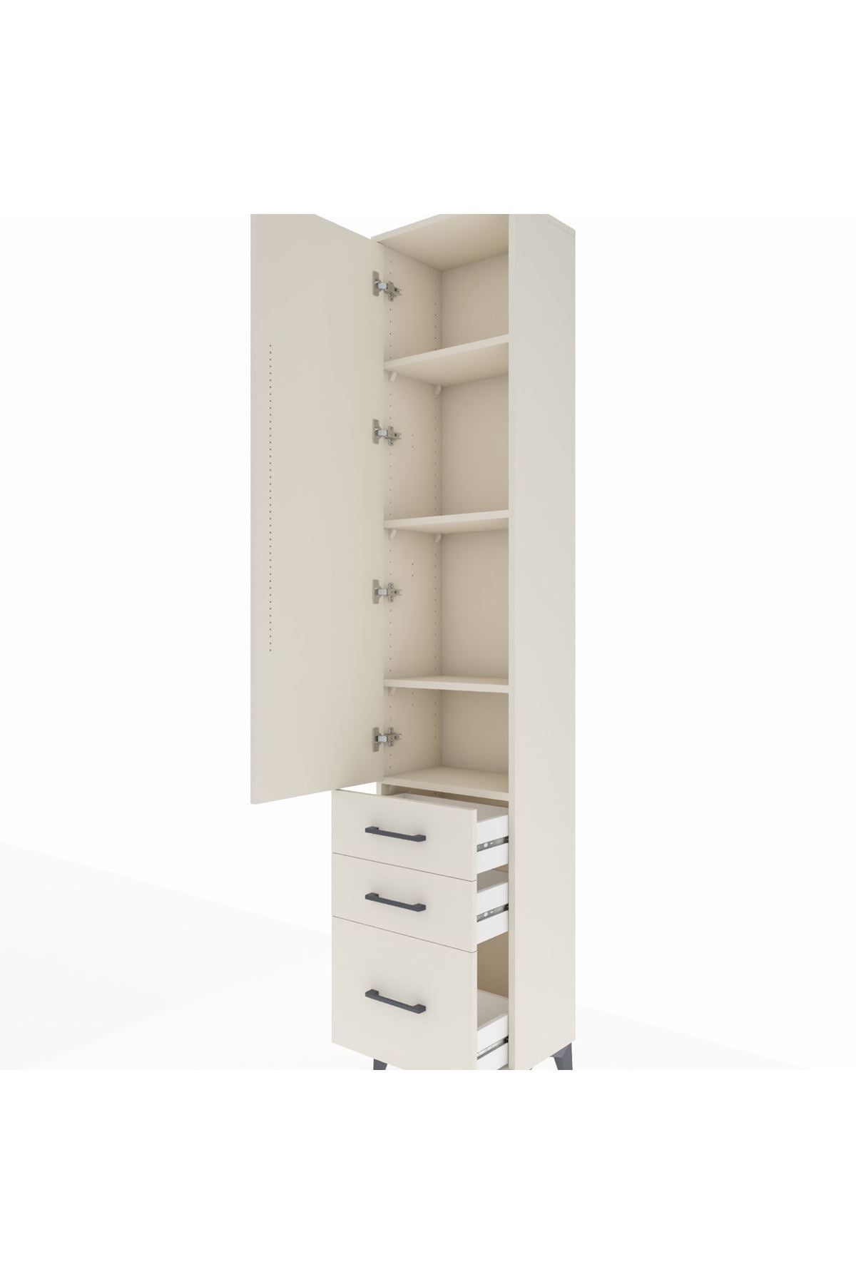 Arges Dolap 4 Raflı 3 Çekmeceli Tek Kapaklı 44x30x221 - S28M032V1A