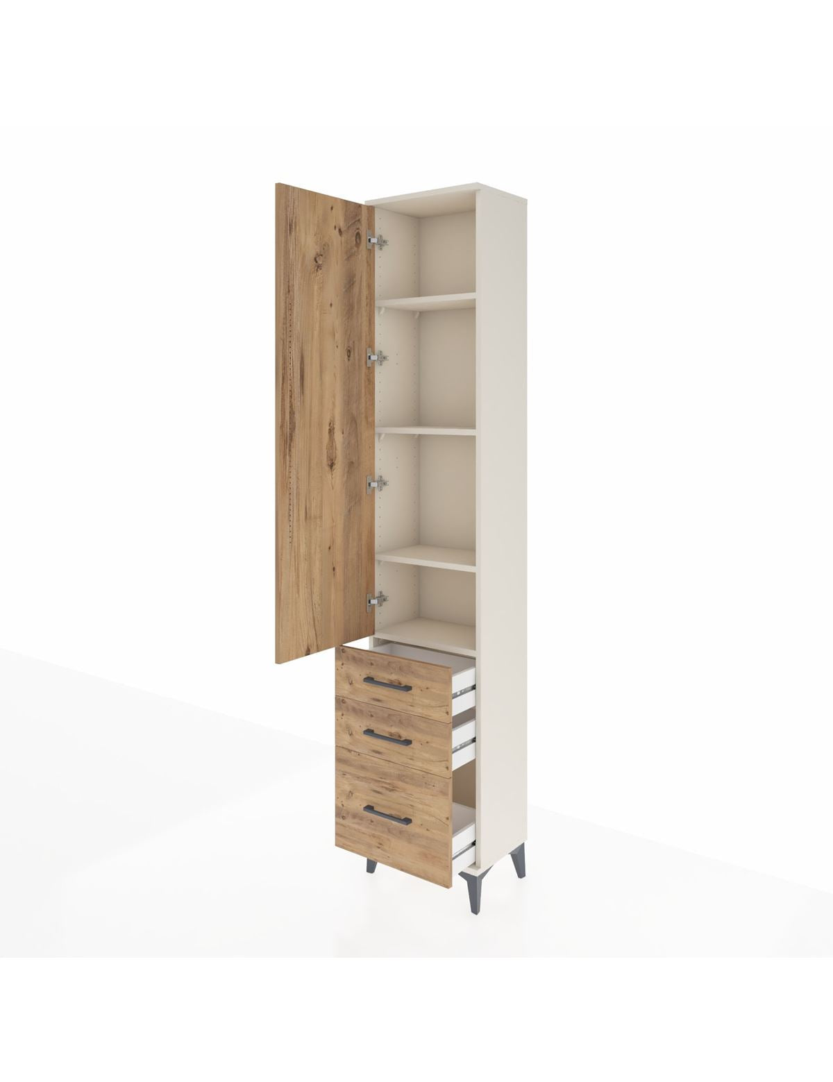Arges Dolap 4 Raflı 3 Çekmeceli Tek Kapaklı 44x30x221 - S28M032V3A