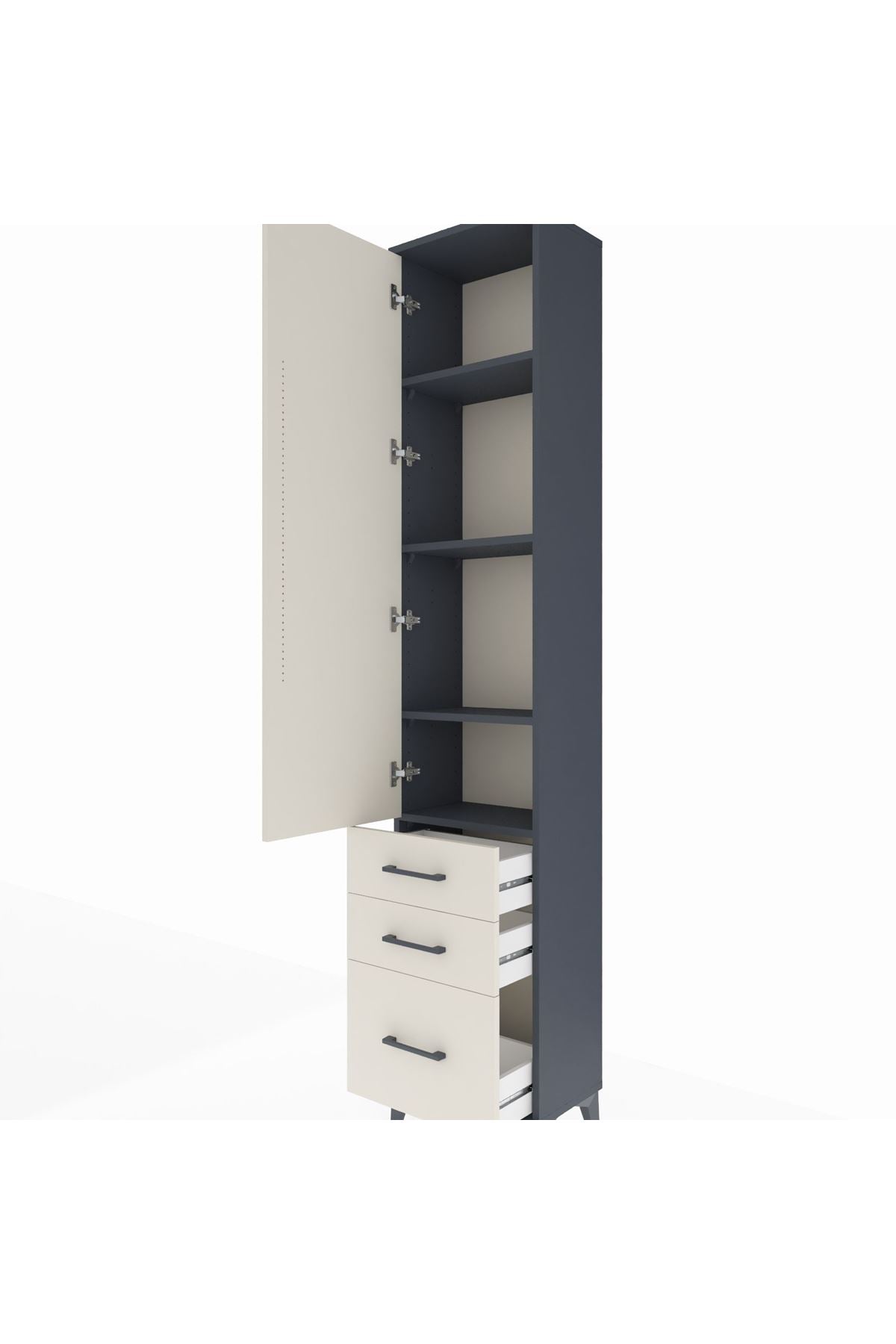 Arges Dolap 4 Raflı 3 Çekmeceli Tek Kapaklı 44x30x221 - S28M032V4A
