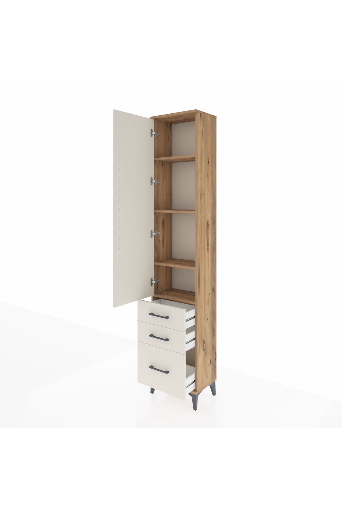 Arges Dolap 4 Raflı 3 Çekmeceli Tek Kapaklı 44x30x221 - S28M032V7A