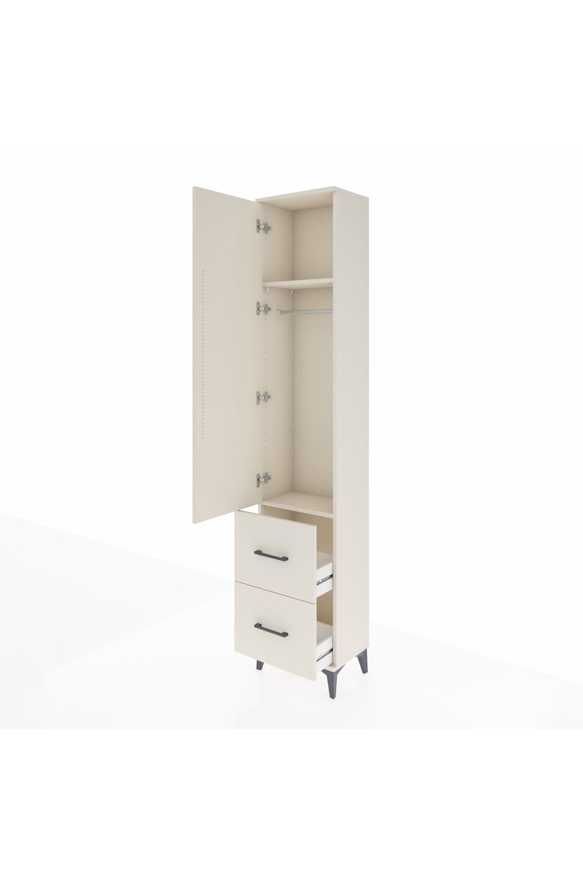 Arges Dolap 2 Raflı 2 Çekmeceli Tek Askılı 44x30x221 - S28M034V1A