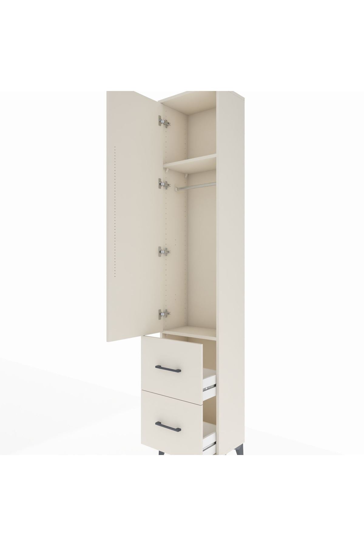 Arges Dolap 2 Raflı 2 Çekmeceli Tek Askılı 44x30x221 - S28M034V1A