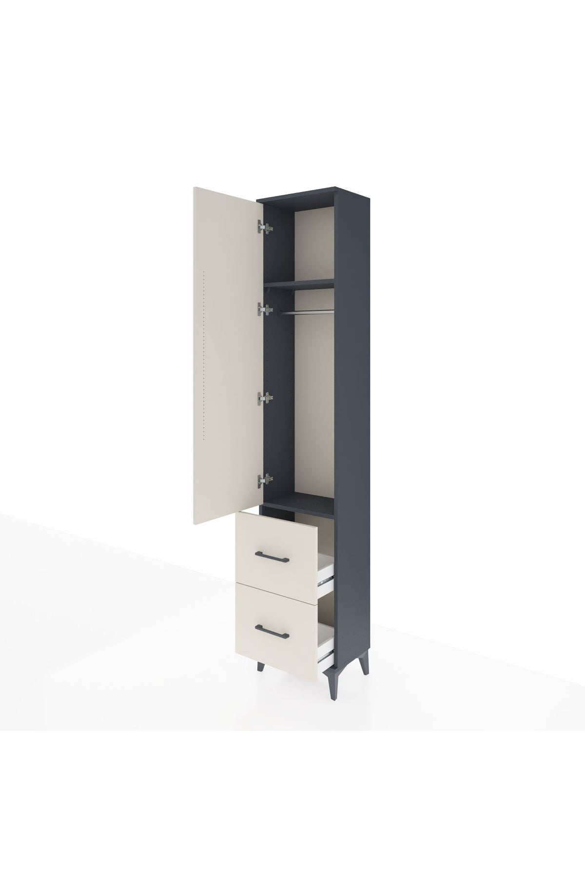 Arges Dolap 2 Raflı 2 Çekmeceli Tek Askılı 44x30x221 - S28M034V4A