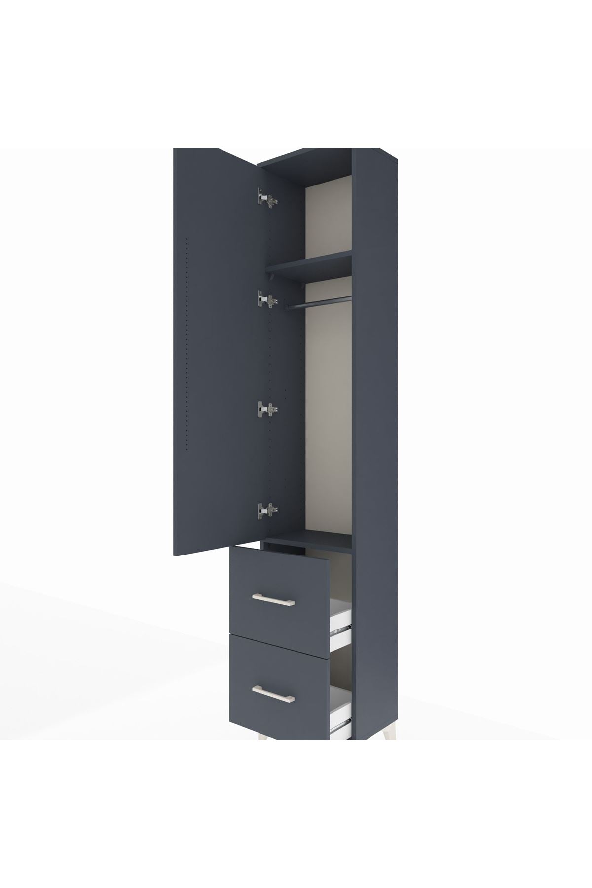 Arges Dolap 2 Raflı 2 Çekmeceli Tek Askılı 44x30x221 - S28M034V5A