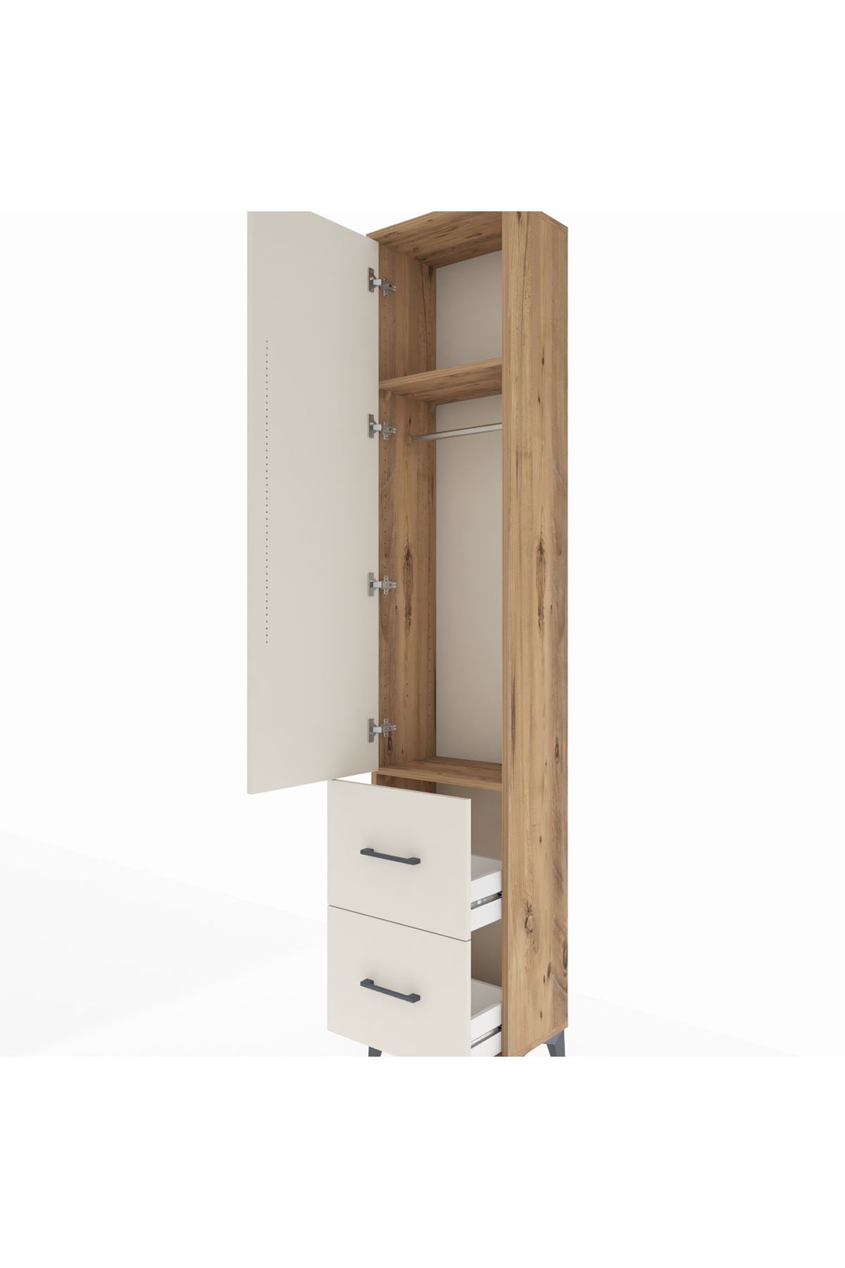 Arges Dolap 2 Raflı 2 Çekmeceli Tek Askılı 44x30x221 - S28M034V7A