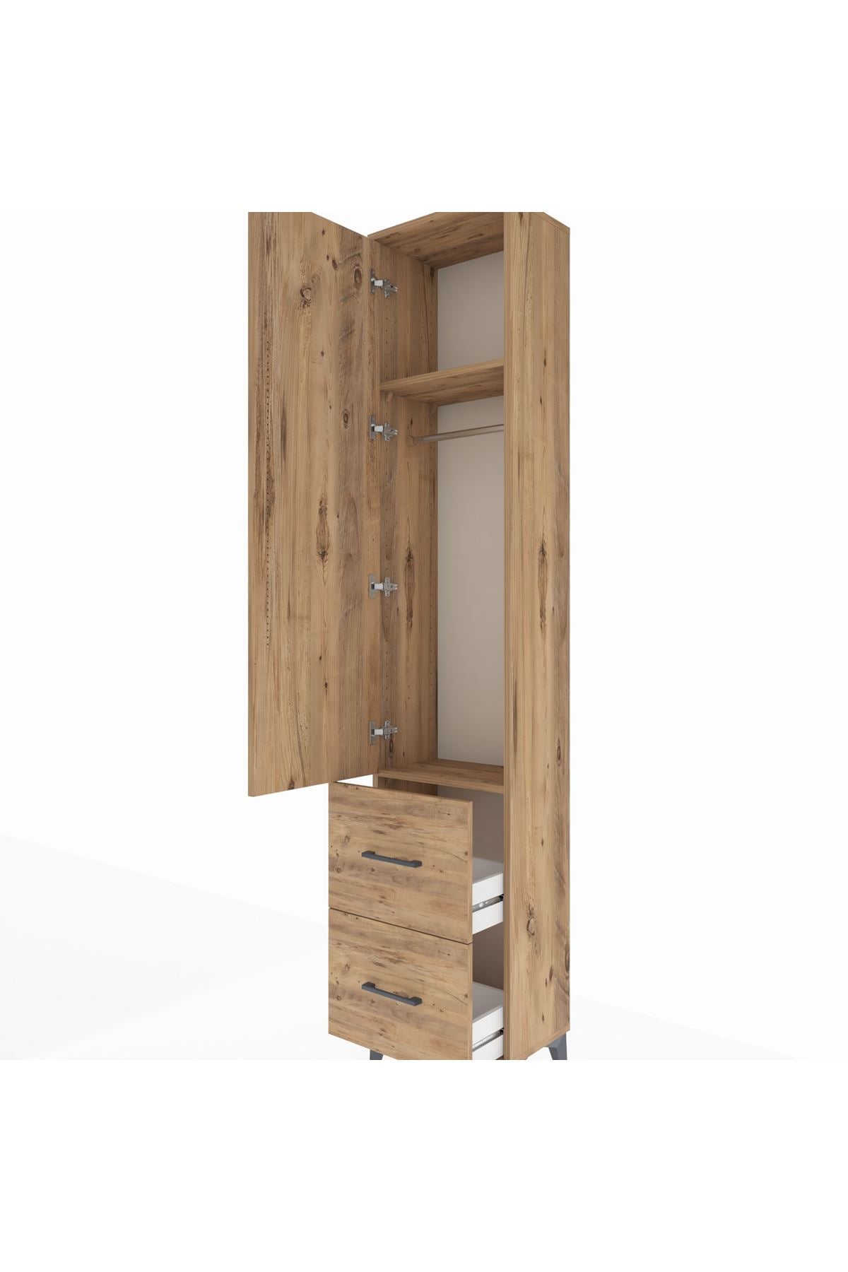 Arges Dolap 2 Raflı 2 Çekmeceli Tek Askılı 44x30x221 - S28M034V9A