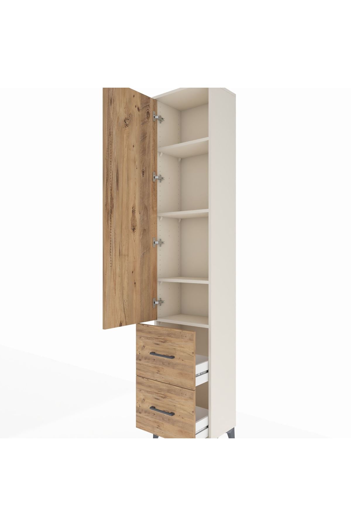 Arges Dolap 4 Raflı 2 Çekmeceli Tek Kapaklı 44x30x221 - S28M035V3A