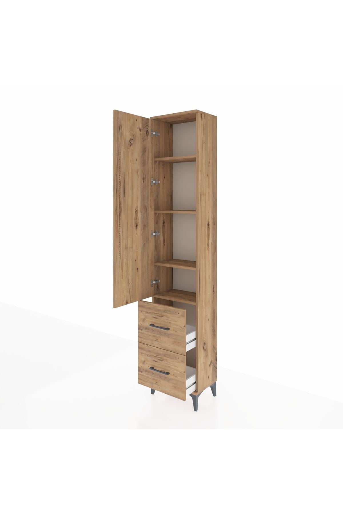 Arges Dolap 4 Raflı 2 Çekmeceli Tek Kapaklı 44x30x221 - S28M035V9A