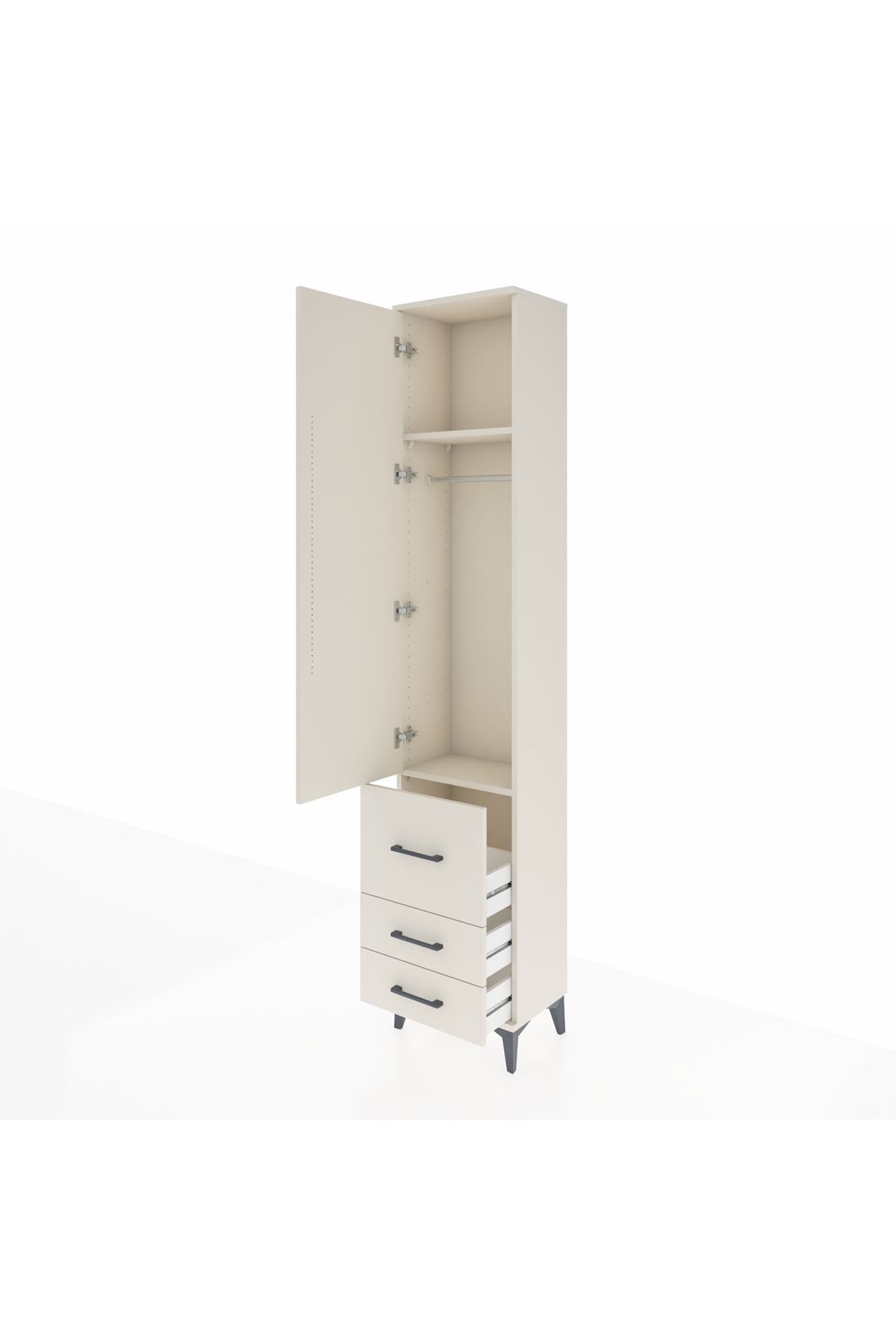 Arges Dolap 2 Raflı 3 Çekmeceli Tek Askılı 44x30x221 - S28M037V1A