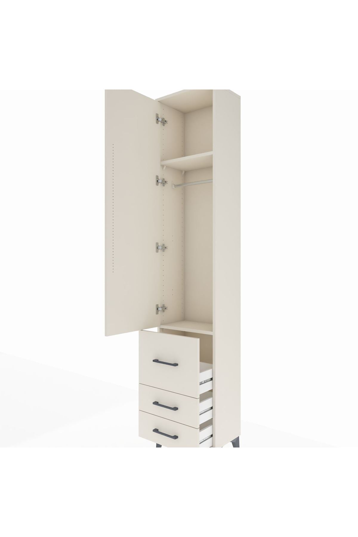 Arges Dolap 2 Raflı 3 Çekmeceli Tek Askılı 44x30x221 - S28M037V1A