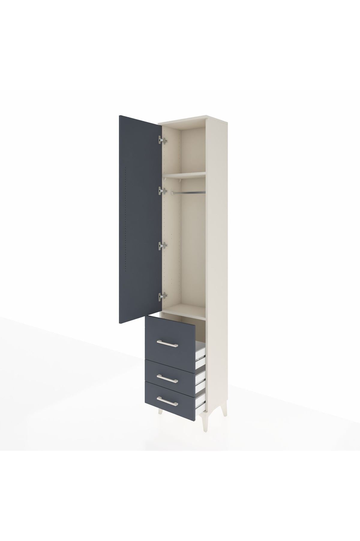 Arges Dolap 2 Raflı 3 Çekmeceli Tek Askılı 44x30x221 - S28M037V2A