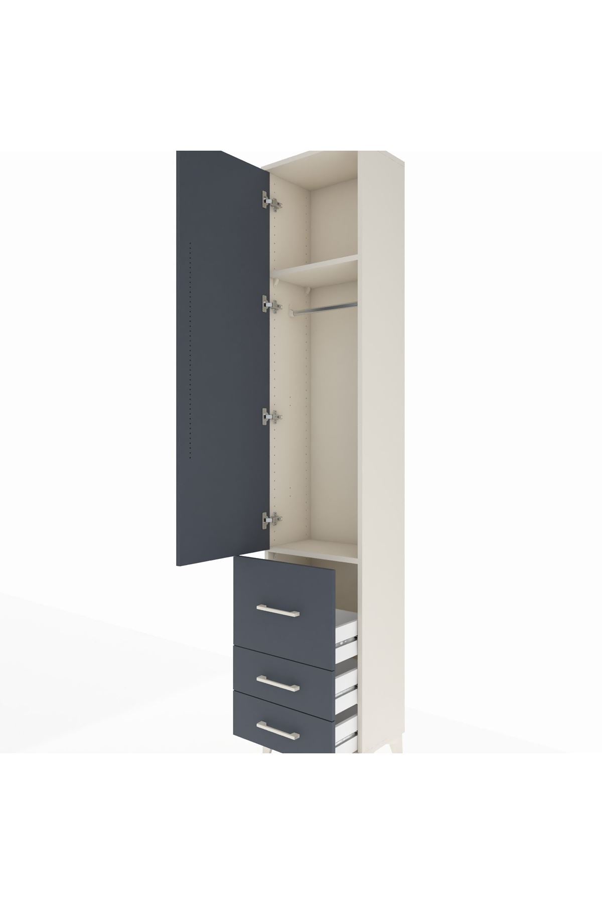 Arges Dolap 2 Raflı 3 Çekmeceli Tek Askılı 44x30x221 - S28M037V2A
