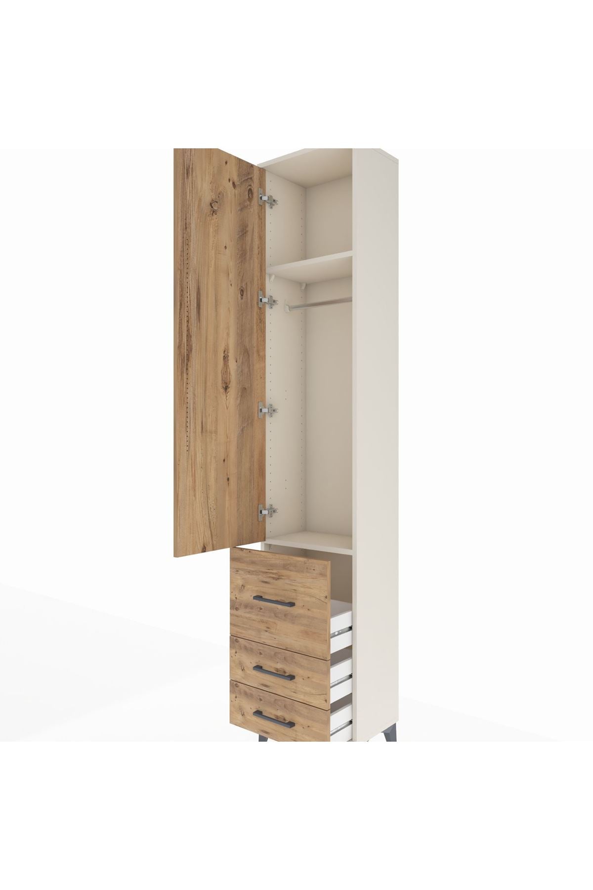 Arges Dolap 2 Raflı 3 Çekmeceli Tek Askılı 44x30x221 - S28M037V3A