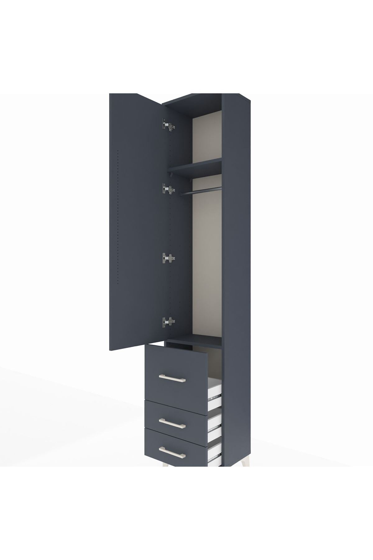 Arges Dolap 2 Raflı 3 Çekmeceli Tek Askılı 44x30x221 - S28M037V5A