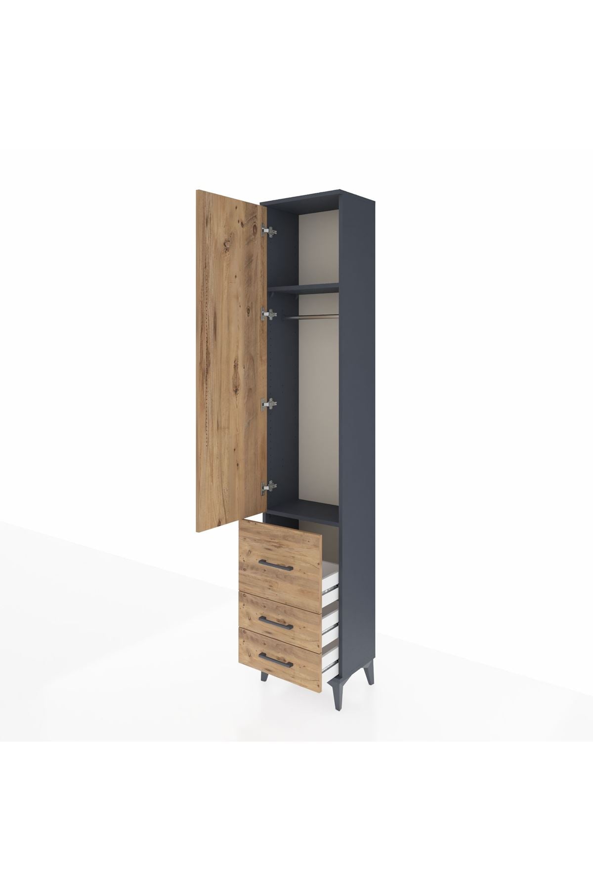 Arges Dolap 2 Raflı 3 Çekmeceli Tek Askılı 44x30x221 - S28M037V6A