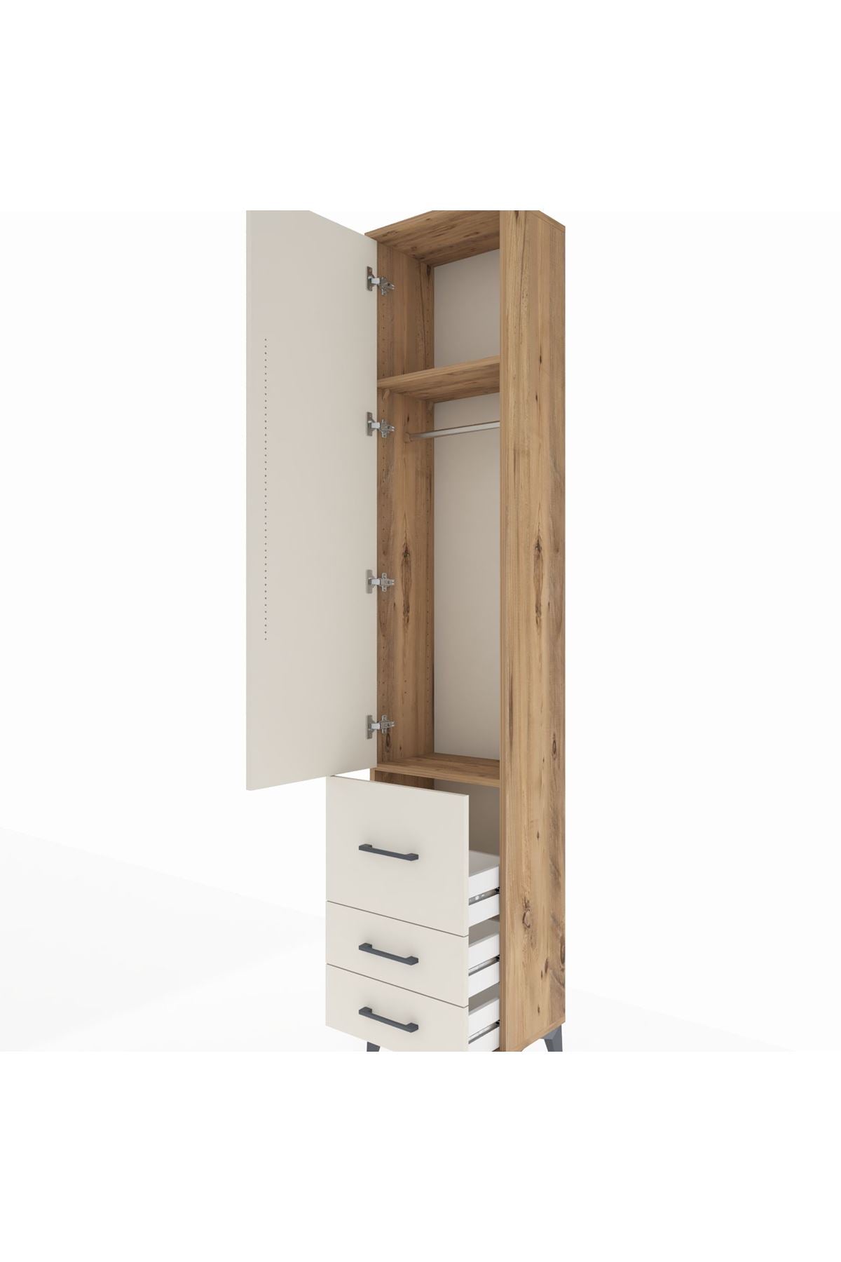 Arges Dolap 2 Raflı 3 Çekmeceli Tek Askılı 44x30x221 - S28M037V7A