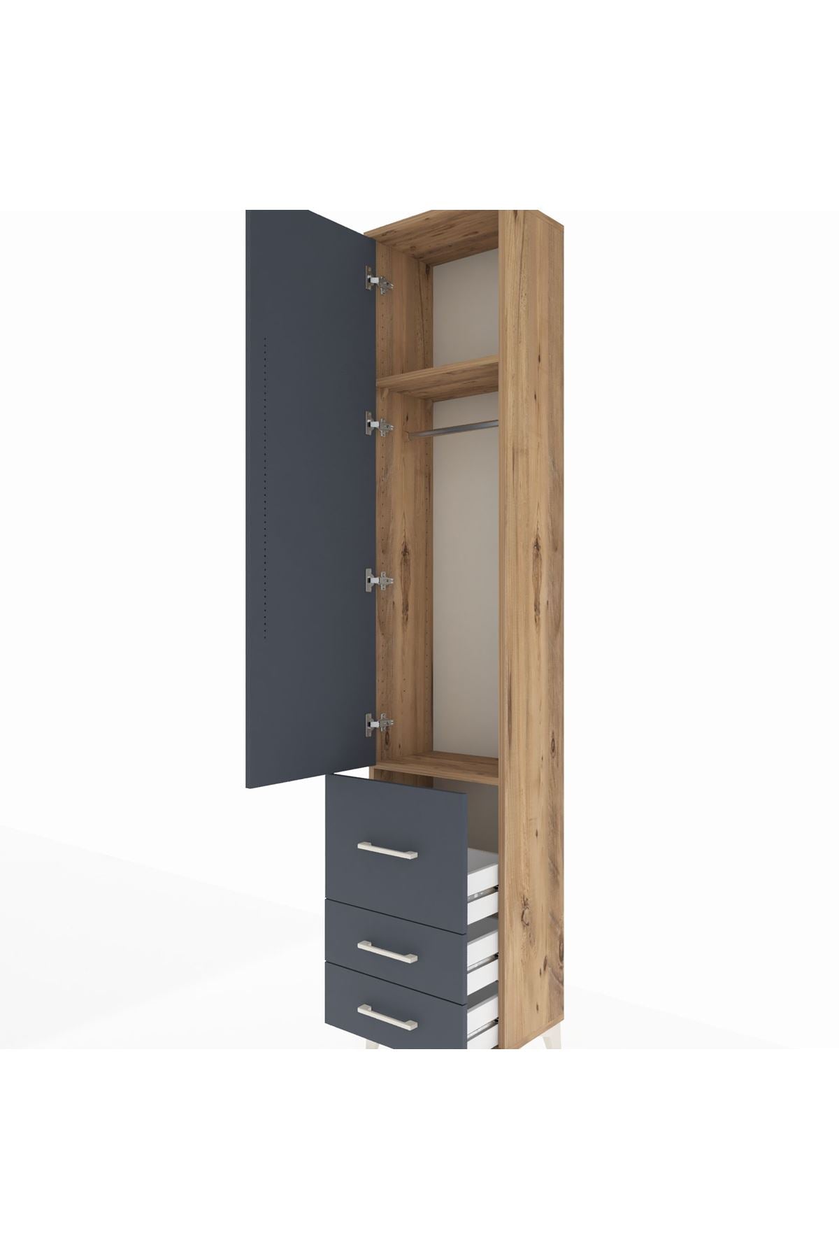 Arges Dolap 2 Raflı 3 Çekmeceli Tek Askılı 44x30x221 - S28M037V8A