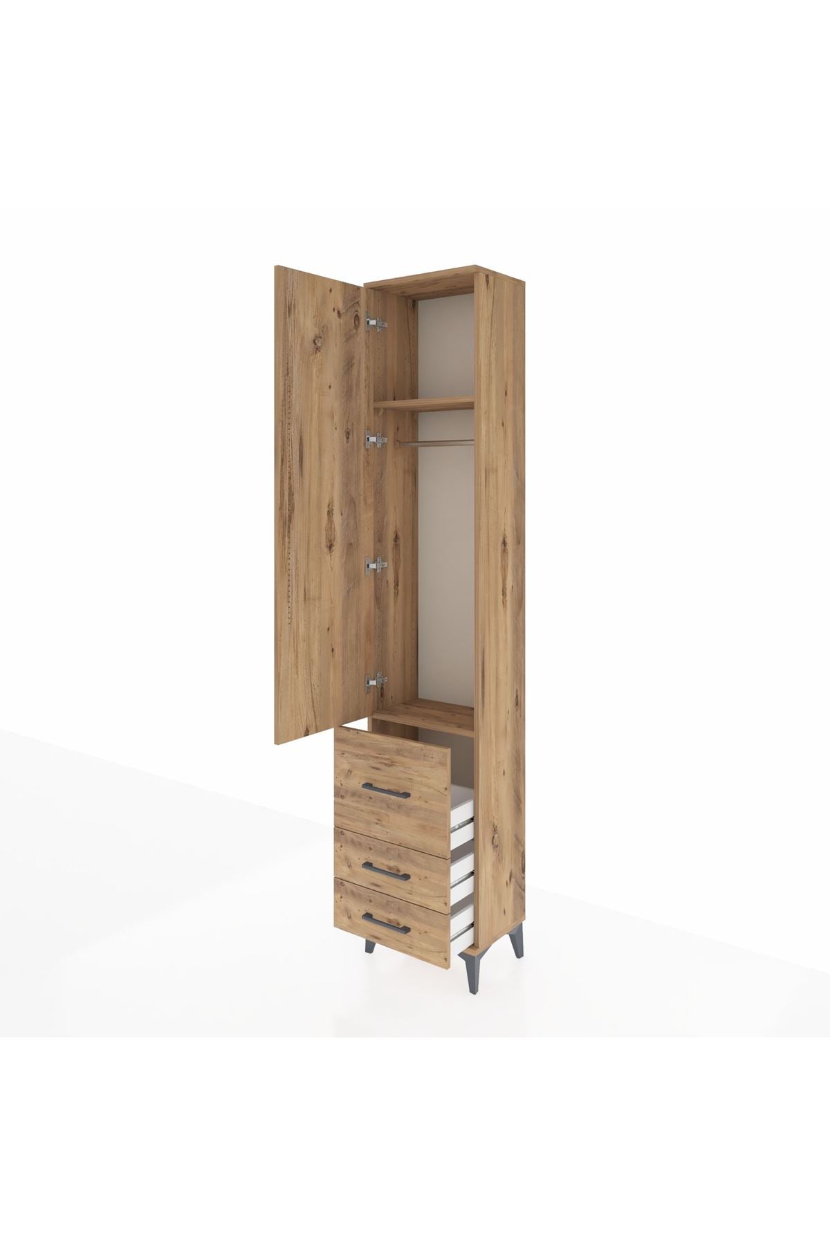 Arges Dolap 2 Raflı 3 Çekmeceli Tek Askılı 44x30x221 - S28M037V9A
